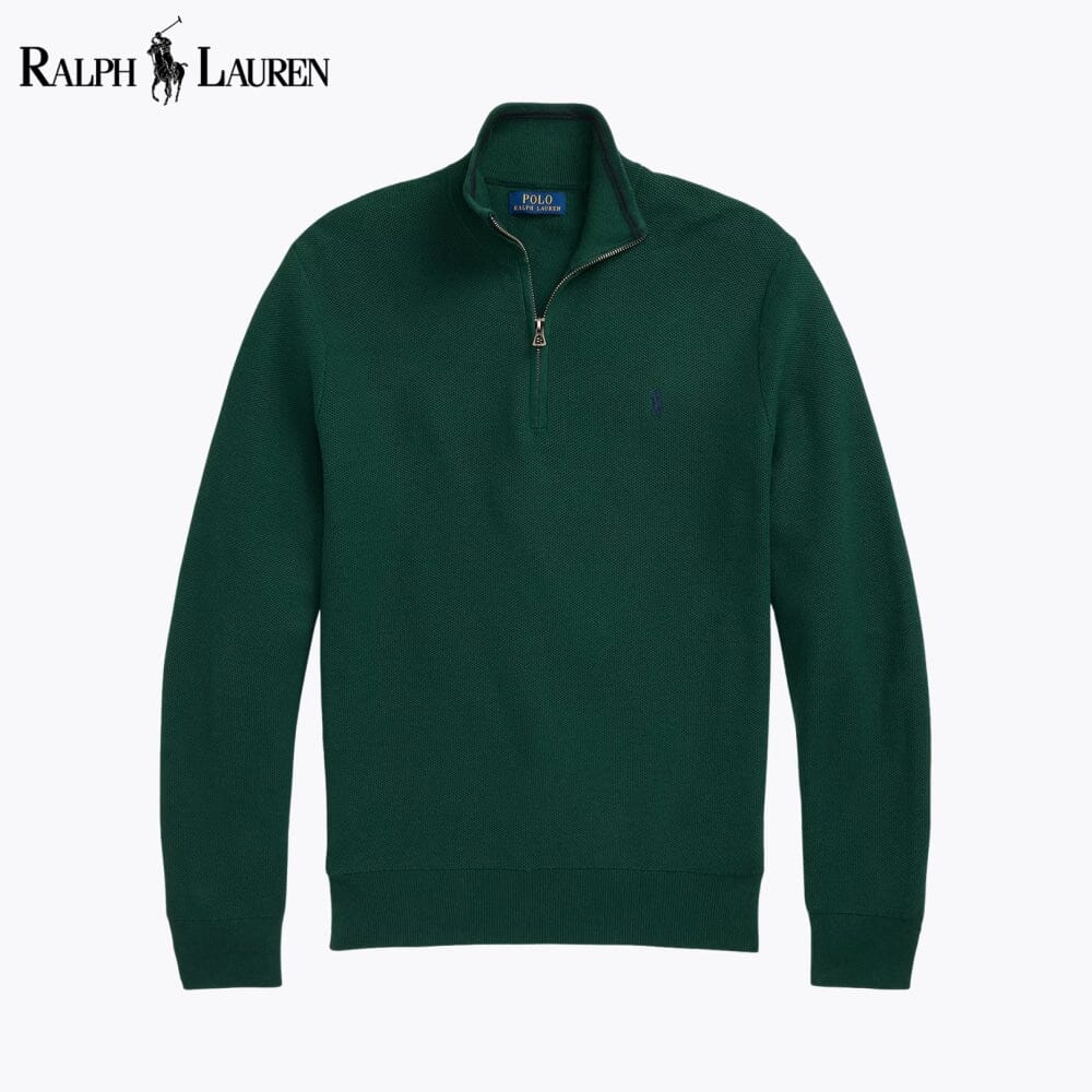 Pull en coton à maille alvéolée avec demi-glissière R.L
