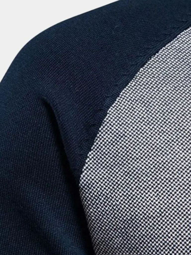 Cardigan zippé à col montant color block - Cross & Crown