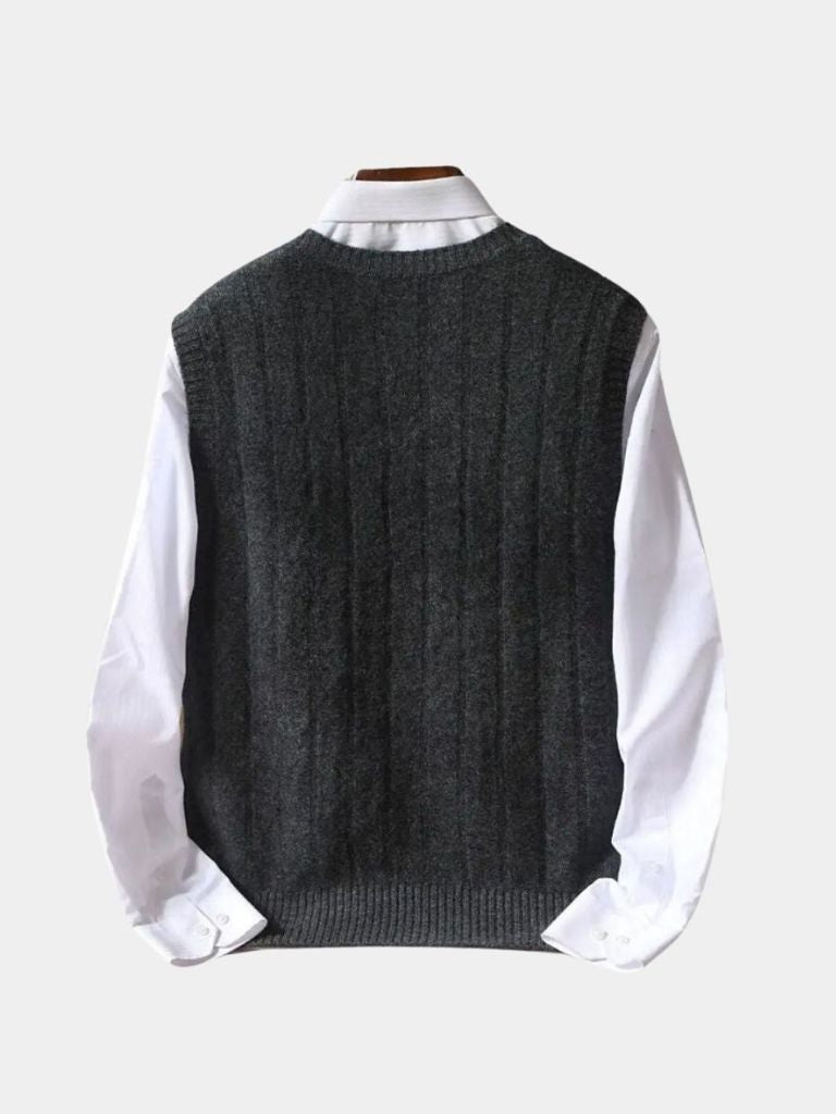 Sleeveless 100% Merino Wool Sweater - Cross & Crown