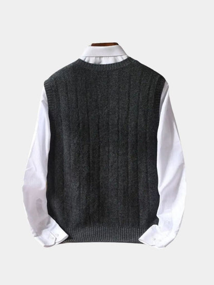 Sleeveless 100% Merino Wool Sweater - Cross & Crown