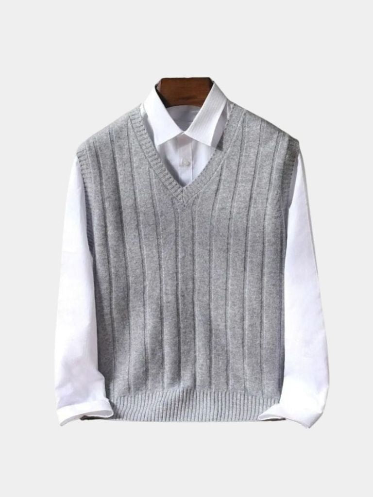 Sleeveless 100% Merino Wool Sweater - Cross & Crown