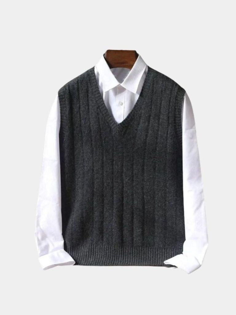 Sleeveless 100% Merino Wool Sweater - Cross & Crown