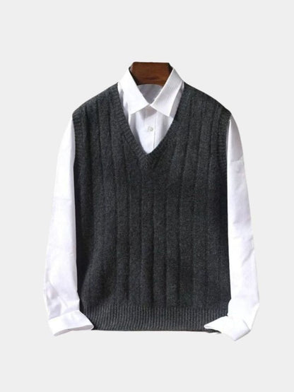 Sleeveless 100% Merino Wool Sweater - Cross & Crown