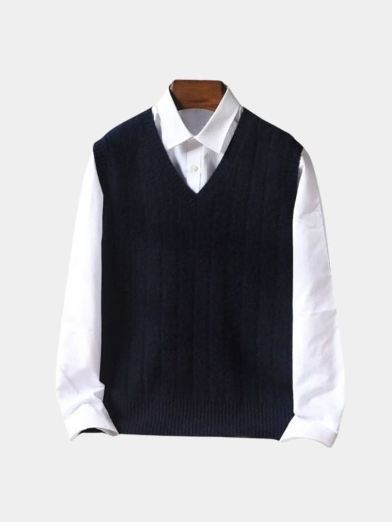 Sleeveless 100% Merino Wool Sweater - Cross & Crown