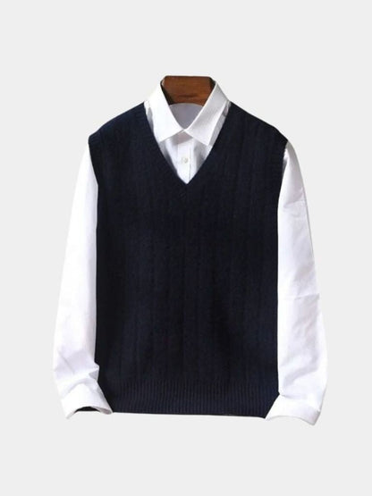 Sleeveless 100% Merino Wool Sweater - Cross & Crown