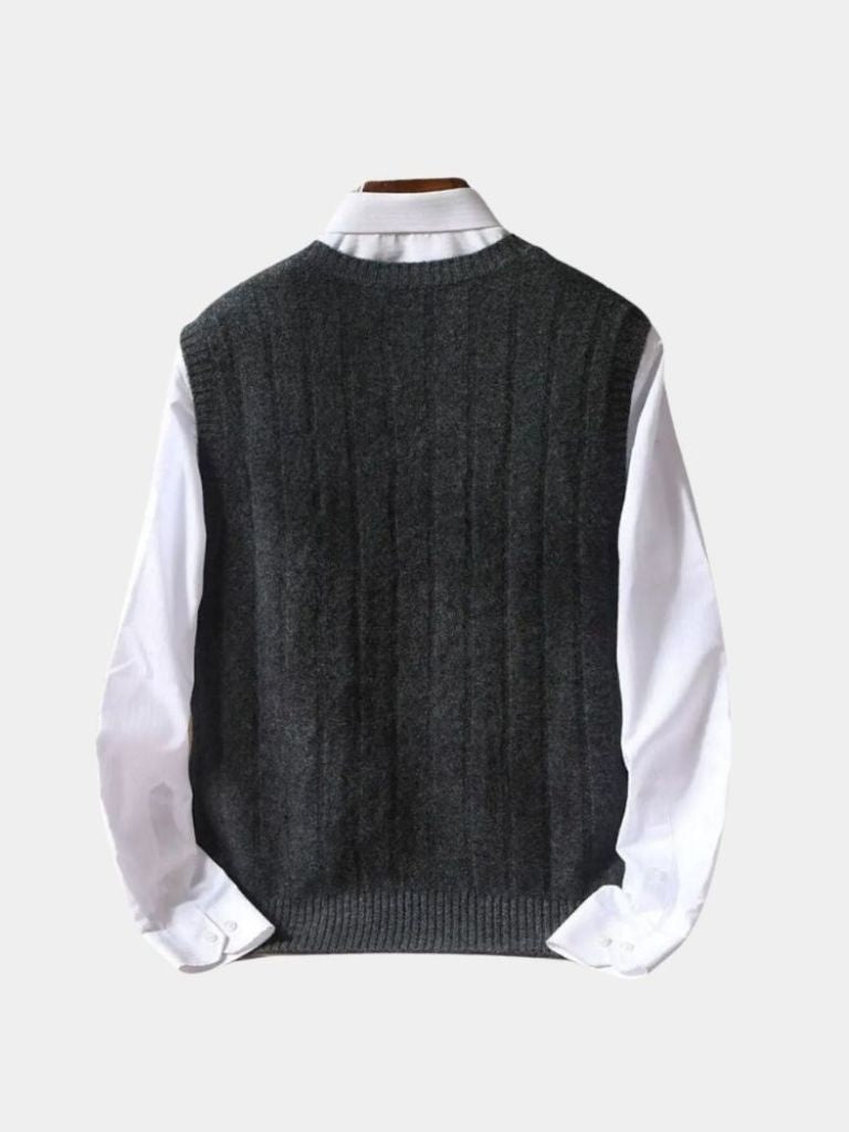 Sleeveless 100% Merino Wool Sweater - Cross & Crown