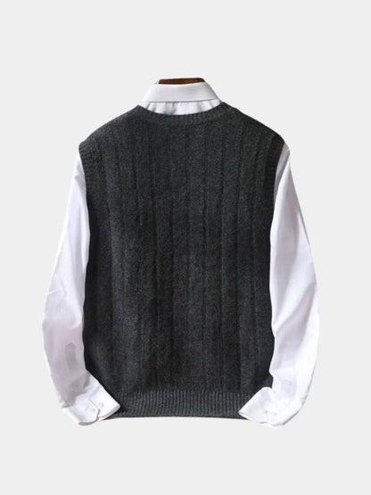 Sleeveless 100% Merino Wool Sweater - Cross & Crown