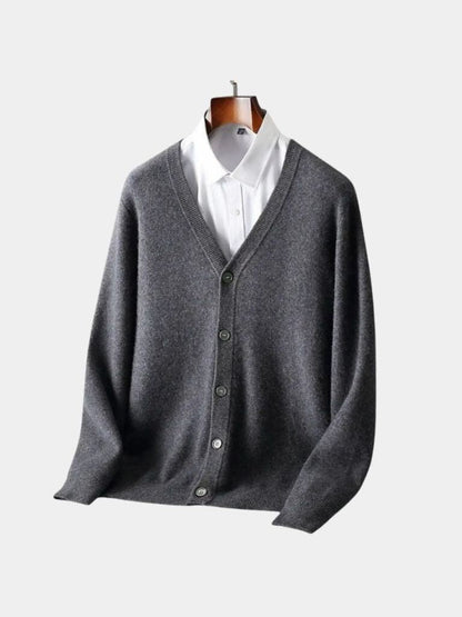 Men's V-Neck Merino Wool Cardigan - Cross & Crown
