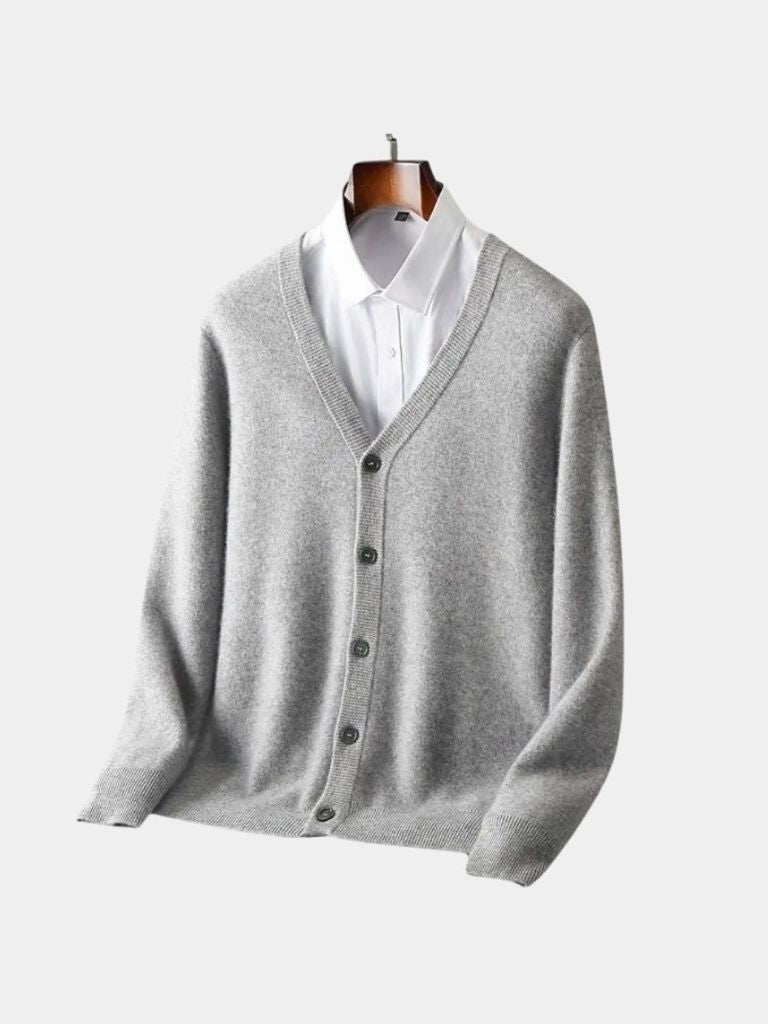 Men's V-Neck Merino Wool Cardigan - Cross & Crown