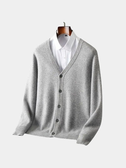 Men's V-Neck Merino Wool Cardigan - Cross & Crown