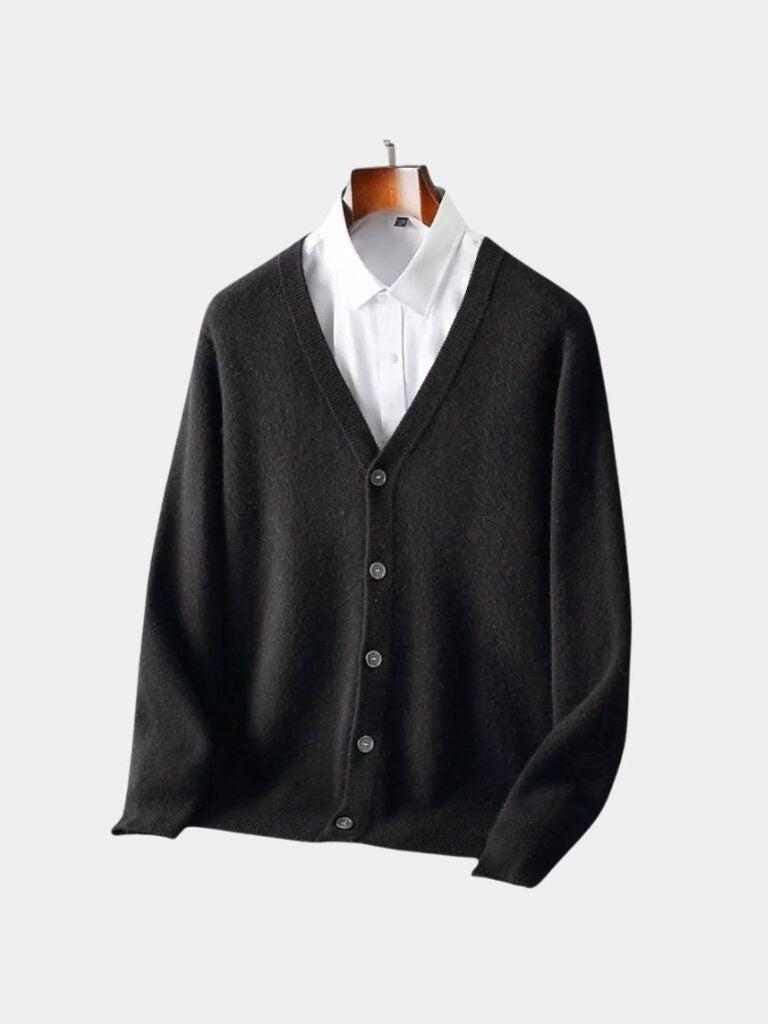 Men's V-Neck Merino Wool Cardigan - Cross & Crown
