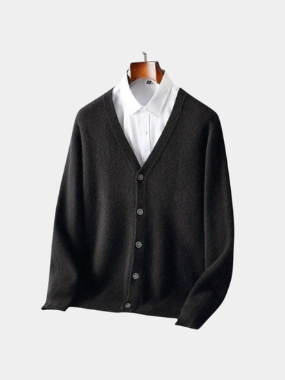 Men's V-Neck Merino Wool Cardigan - Cross & Crown