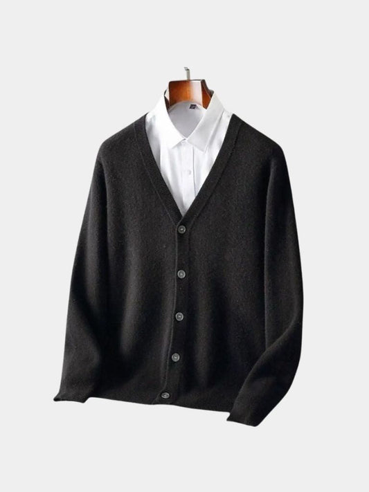Men's V-Neck Merino Wool Cardigan - Cross & Crown