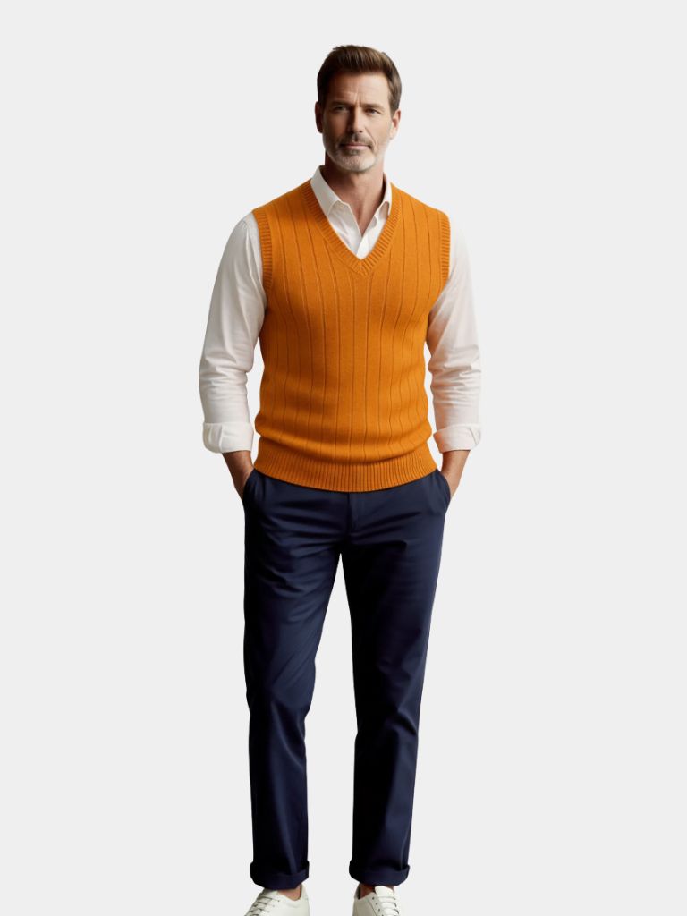 Sleeveless 100% Merino Wool Sweater - Cross & Crown