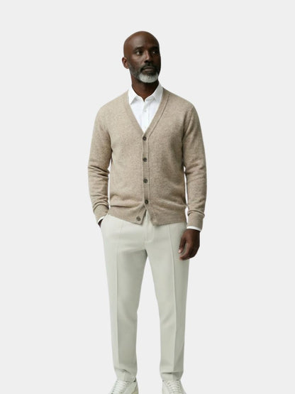 Men's V-Neck Merino Wool Cardigan - Cross & Crown