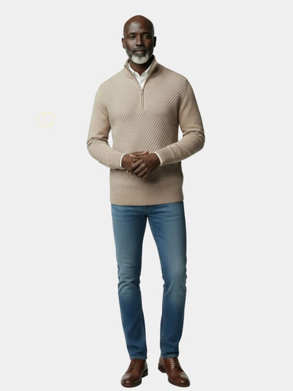 Pull en Laine Rayé à Col Zippé - Cross & Crown