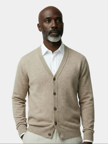 Men's V-Neck Merino Wool Cardigan - Cross & Crown