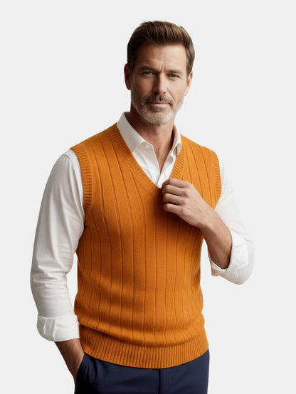 Sleeveless 100% Merino Wool Sweater - Cross & Crown