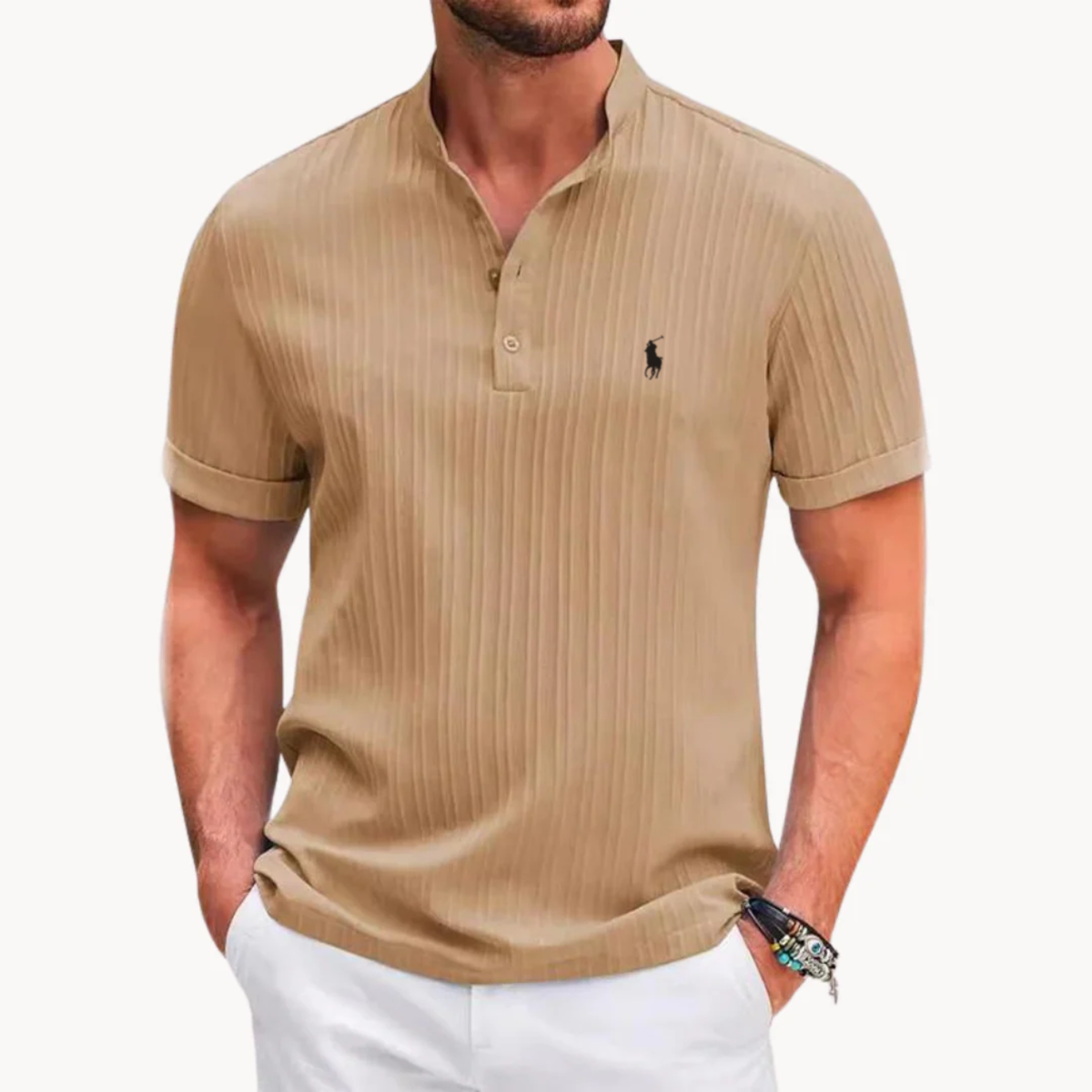 Chemise Henley côtelée L.C. - Vente de liquidation