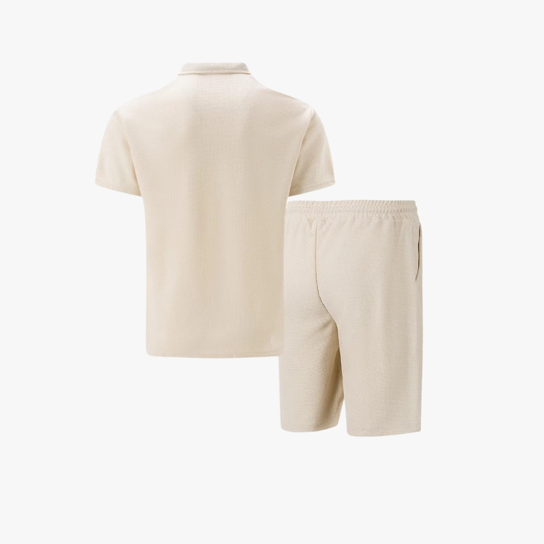 Ensemble coordonné IBIZA – Polo zippé et short en maille douce