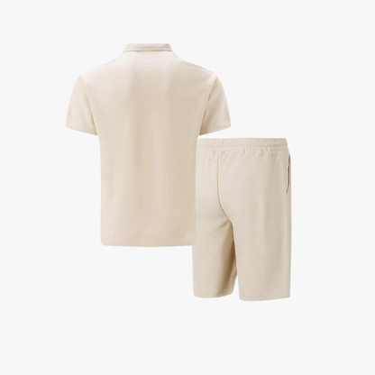 Ensemble coordonné IBIZA – Polo zippé et short en maille douce