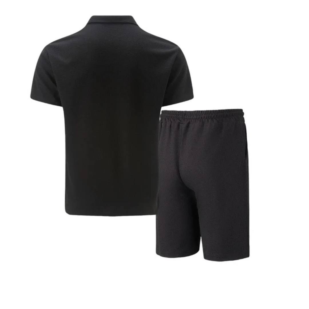 Ensemble coordonné IBIZA – Polo zippé et short en maille douce