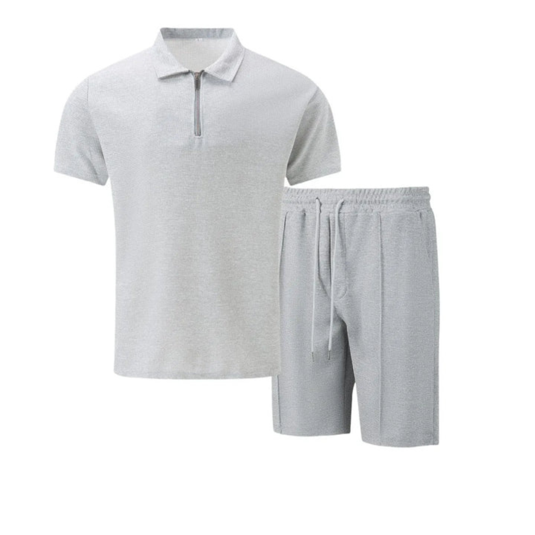 Ensemble coordonné IBIZA – Polo zippé et short en maille douce