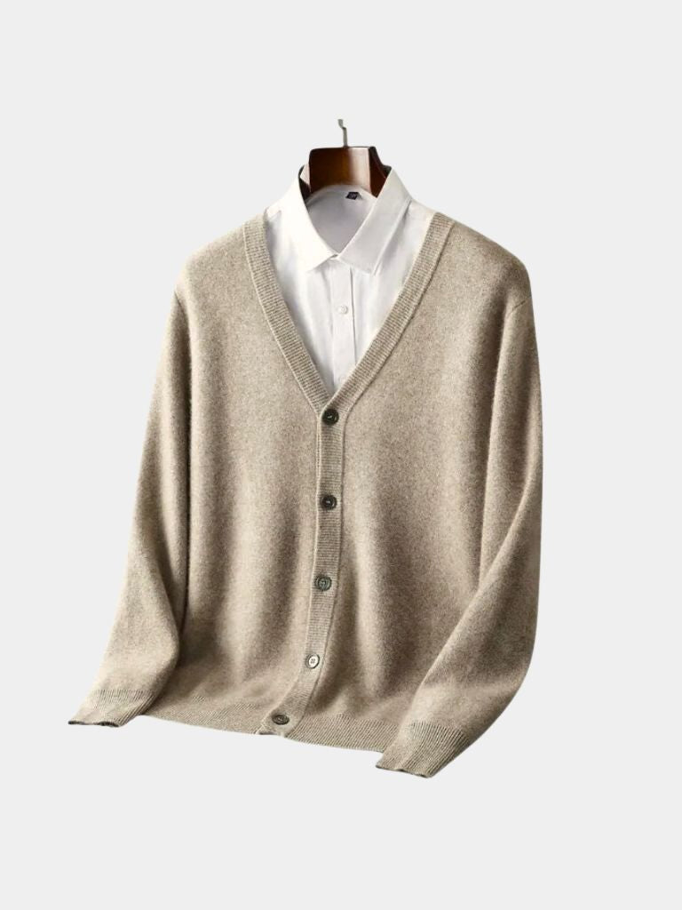 Men's V-Neck Merino Wool Cardigan - Cross & Crown