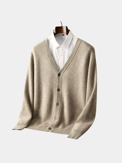Men's V-Neck Merino Wool Cardigan - Cross & Crown