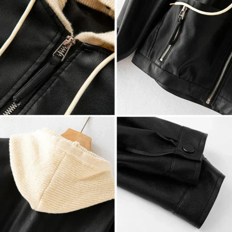 Hoodie en cuir Noam