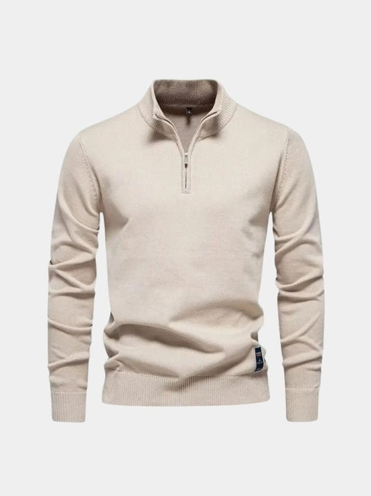 Cardigan en maille à col zippé uni