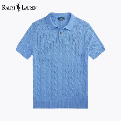 R.L Cable-Knit Cotton Polo-Collar Sweater