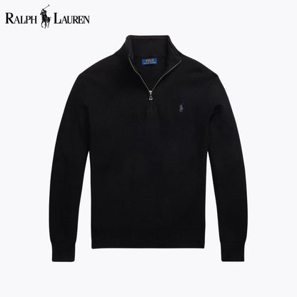 Pull en coton à maille alvéolée avec demi-glissière R.L