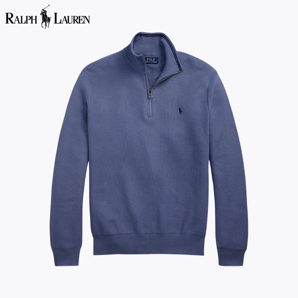 Pull en coton à maille alvéolée avec demi-glissière R.L