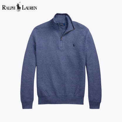 Pull en coton à maille alvéolée avec demi-glissière R.L