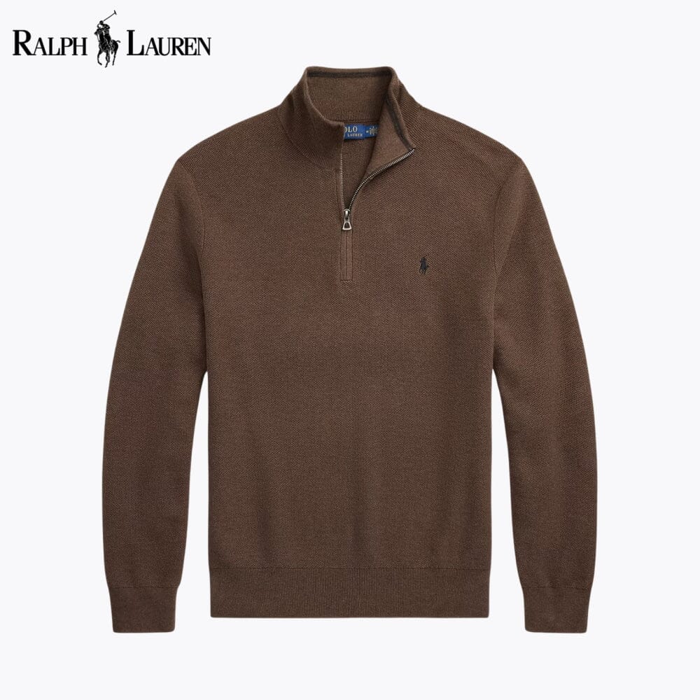 Pull en coton à maille alvéolée avec demi-glissière R.L
