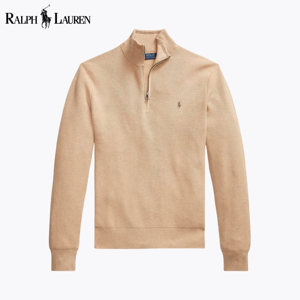 Pull en coton à maille alvéolée avec demi-glissière R.L