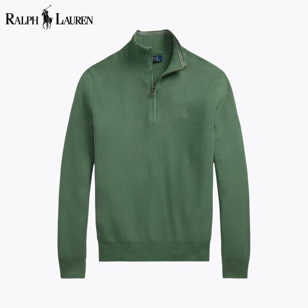 Pull en coton à maille alvéolée avec demi-glissière R.L