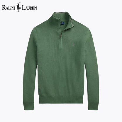 Pull en coton à maille alvéolée avec demi-glissière R.L