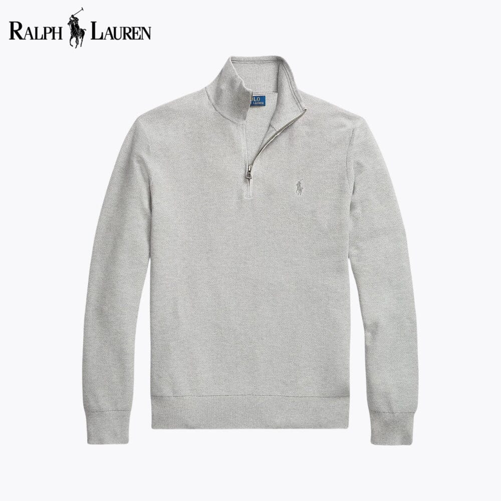 Pull en coton à maille alvéolée avec demi-glissière R.L