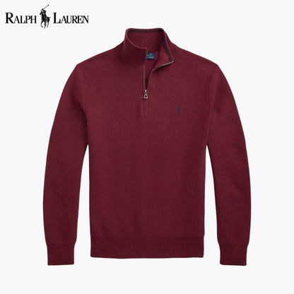 Pull en coton à maille alvéolée avec demi-glissière R.L