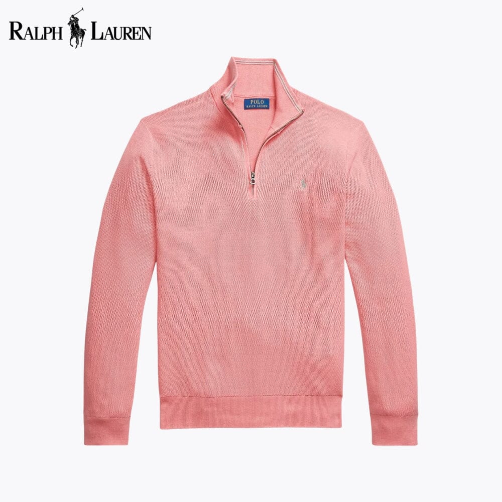 Pull en coton à maille alvéolée avec demi-glissière R.L