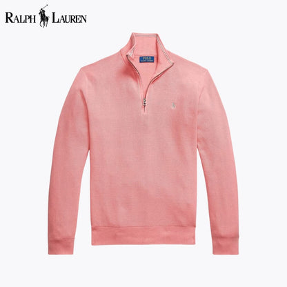 Pull en coton à maille alvéolée avec demi-glissière R.L