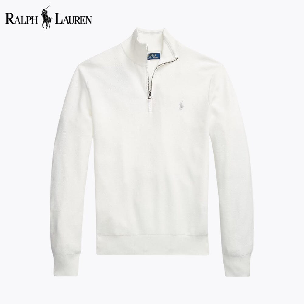 Pull en coton à maille alvéolée avec demi-glissière R.L