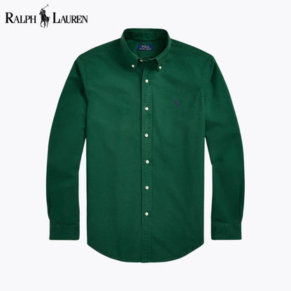 Chemise Oxford teinte en plongée coupe ajustée R.L