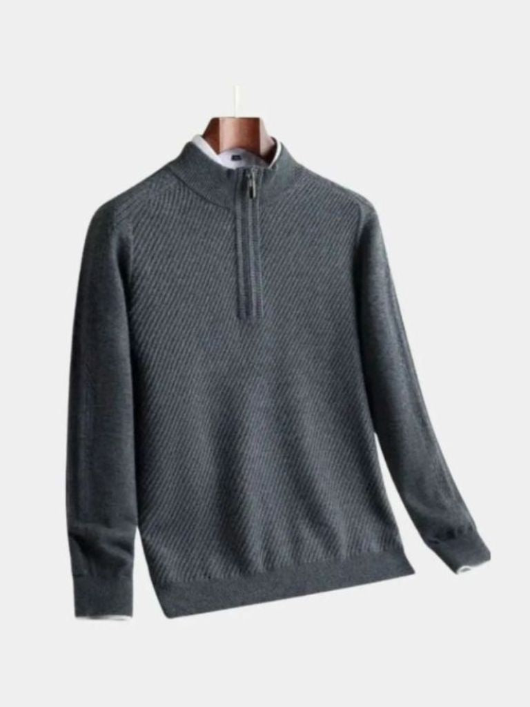 Pull en Laine Rayé à Col Zippé - Cross & Crown