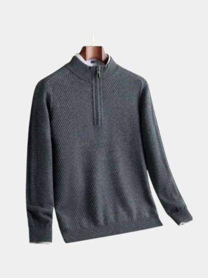 Pull en Laine Rayé à Col Zippé - Cross & Crown