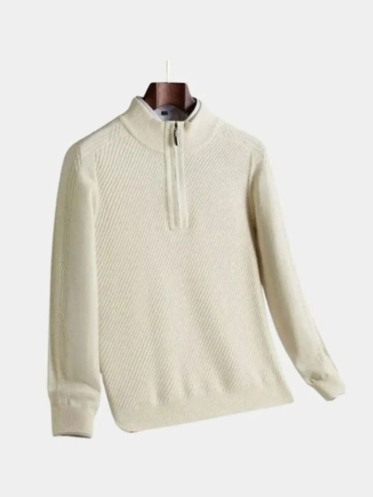 Pull en Laine Rayé à Col Zippé - Cross & Crown