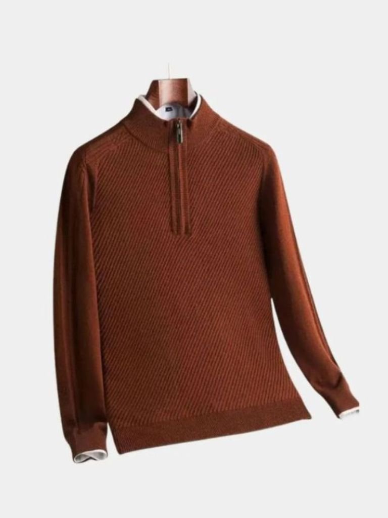 Pull en Laine Rayé à Col Zippé - Cross & Crown