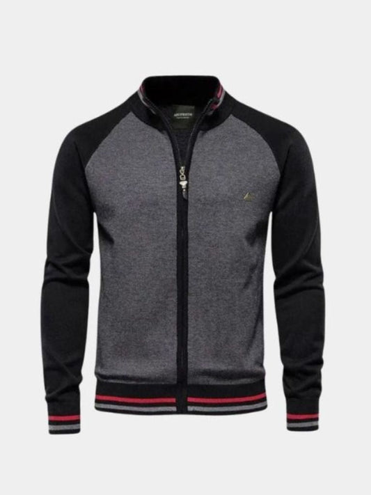 Cardigan zippé à col montant color block - Cross & Crown